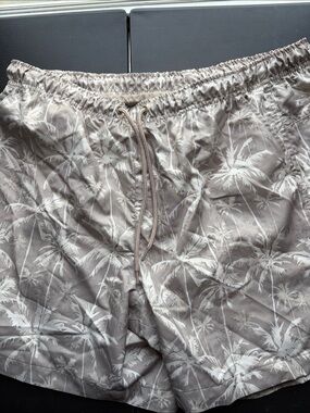DSG Men's Taupe Palm-Print Swim Trunks
